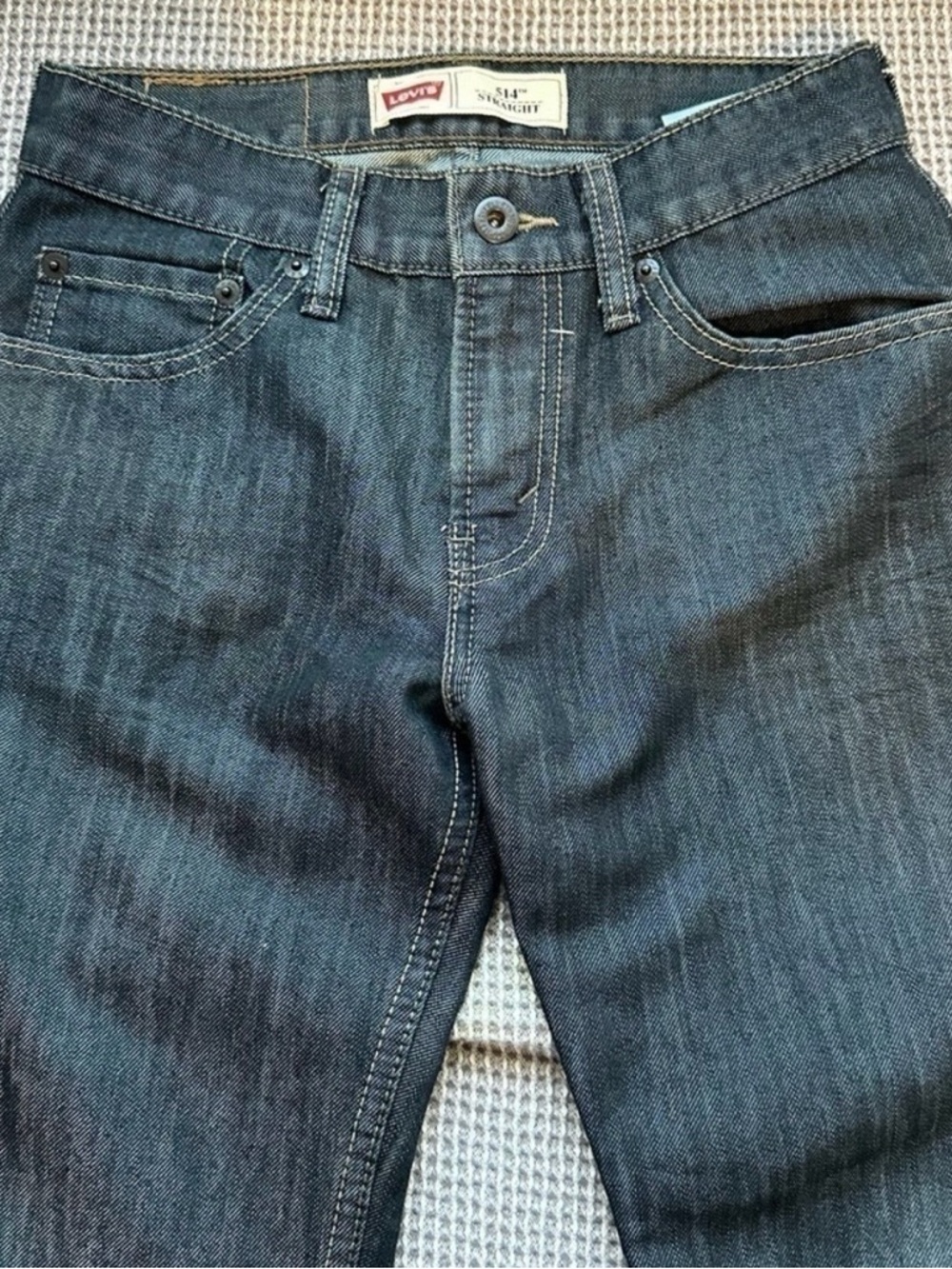 Levis 514 Straight Leg Denim Jeans. Dark blue wash Size 12 Reg youth 26x26